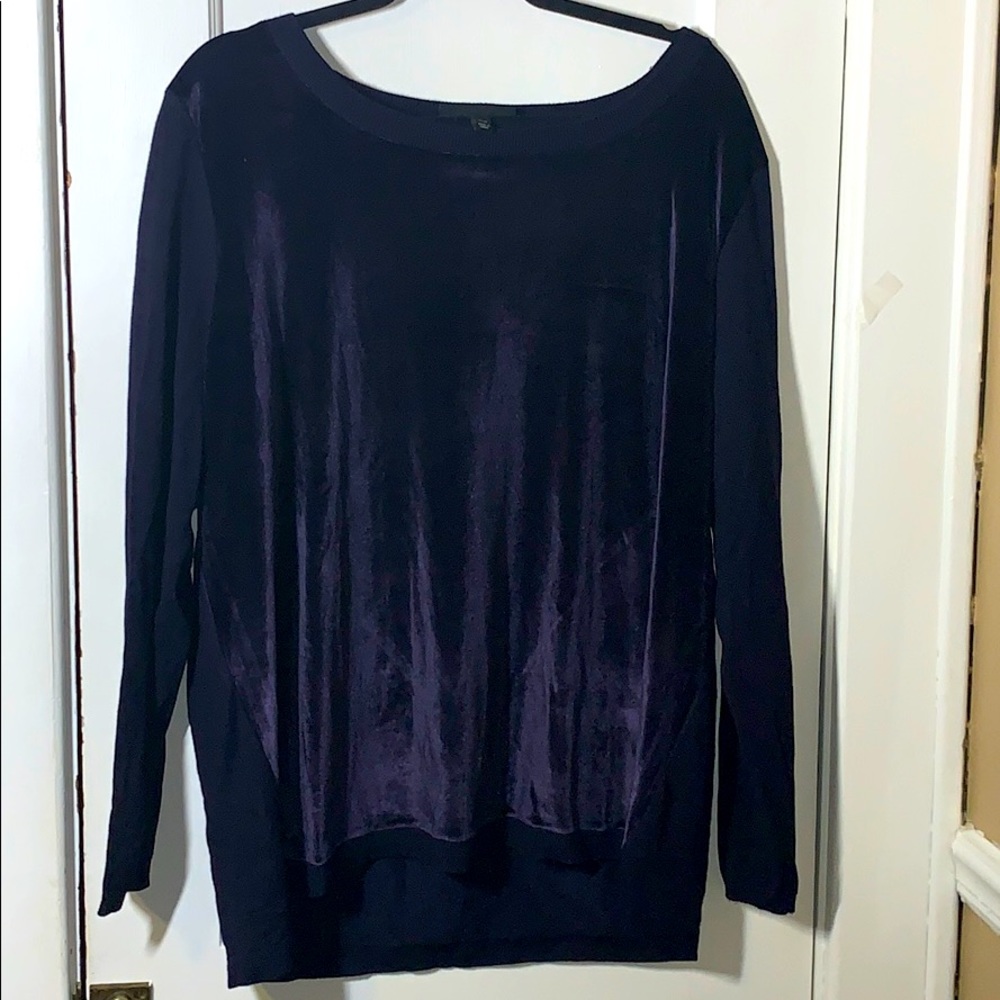 Lane Bryant Dark Purple Velvet Front Sweater